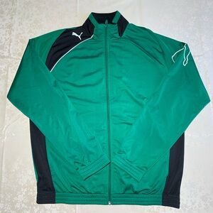 Puma Sport Lifestyle Men’s Active Track  Jacket Green Black Size L Full Zipper